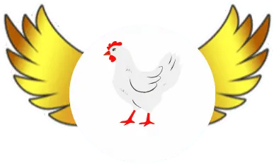 Icon of a white chicken with golden wings, symbolizing fresh Halal chicken cuts